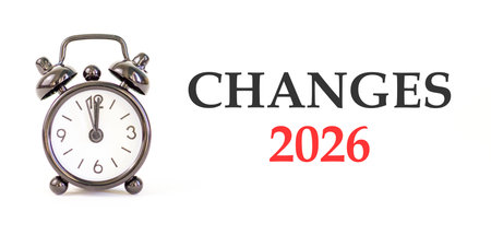 Changes 2026 symbol. Concept words Changes 2026 on beautiful white paper. Beautiful white paper...