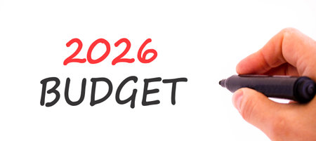 2026 Budget symbol. Concept words 2026 Budget on beautiful white paper. Beautiful white paper...