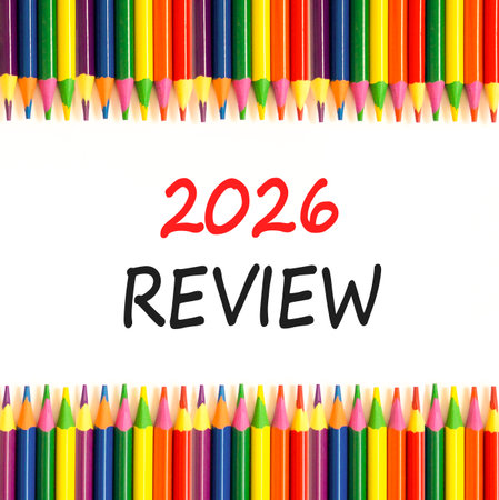 2026 Review symbol. Concept words 2026 Review on beautiful white paper. Beautiful white paper...
