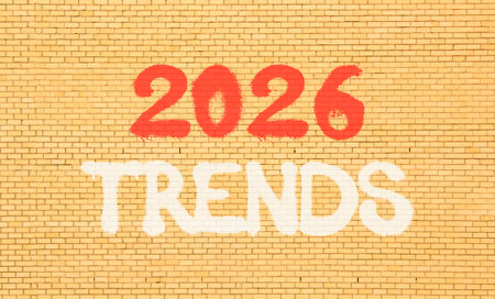2026 Trends new year symbol. Concept words 2026 Trends on beautiful old brown brick wall. Beautiful...