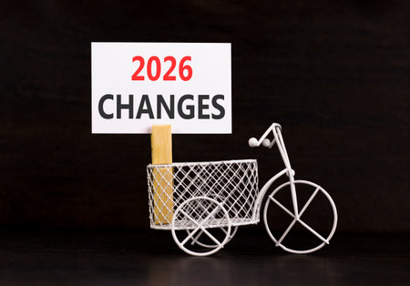 2026 Changes symbol. Concept words 2026 Changes on beautiful white paper on wooden clothespin....