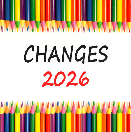 Changes 2026 symbol. Concept words Changes 2026 on beautiful white paper. Beautiful white paper...
