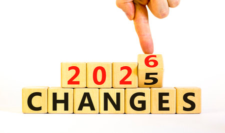 2026 Changes symbol. Concept words 2026 Changes on beautiful wooden blocks. Beautiful white paper...