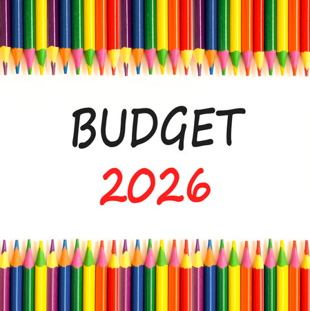Budget 2026 symbol. Concept words Budget 2026 on beautiful white paper. Beautiful white paper...