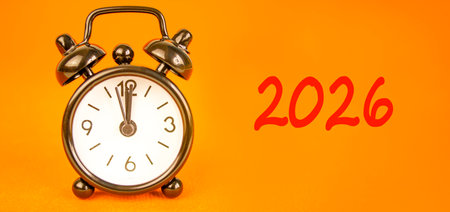 Business concept of 2026 new year symbol. Concept number 2026 on beautiful white paper. Beautiful...