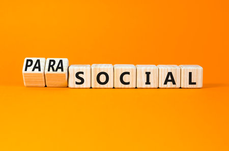 Social or parasocial symbol. Concept words Social or Parasocial on beautiful wooden blocks....