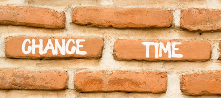 Chance time symbol. Concept word Chance time on beautiful old brown brick wall. Beautiful old brown brick wall background. Old brick wall. Business chance time concept. Copy space.の写真素材