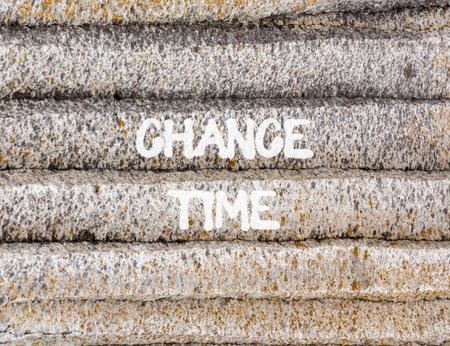Chance time symbol. Concept word Chance time on beautiful gray mountain wall. Beautiful gray mountain wall background. Business chance time concept. Copy space.の写真素材