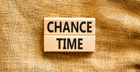 Chance time symbol. Concept word Chance time on beautiful wooden blocks. Beautiful canvas...