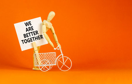 We are better together symbol. Concept words phrase We are better together on beautiful white paper...