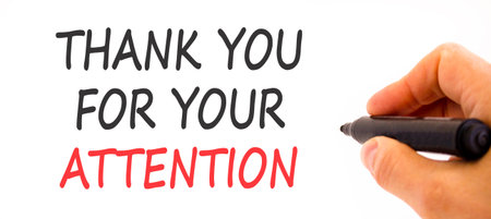 Thank you for your attention symbol. Concept words Thank you for your attention on beautiful white paper. Beautiful white paper background. Business thank you for your attention concept. Copy space.の写真素材