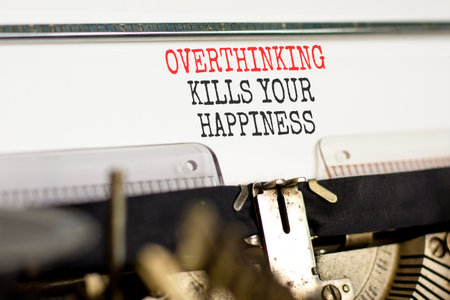 Overthinking kills your happiness symbol. Concept words Overthinking kills your happiness typed on...