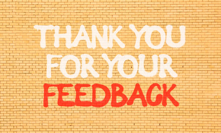 Thank you for your feedback symbol. Concept words Thank you for your feedback on beautiful brown...