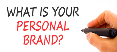 What is your personal brand symbol. Concept words What is your personal brand on beautiful white paper. Beautiful white paper background. Business what is your personal brand concept. Copy space.の写真素材