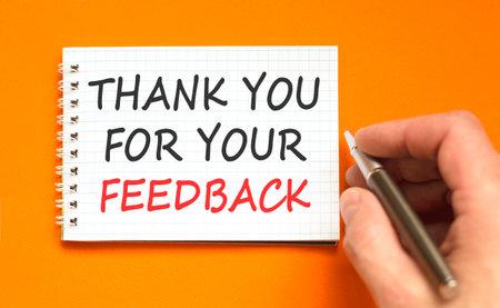 Thank you for your feedback symbol. Concept words Thank you for your feedback on beautiful white...