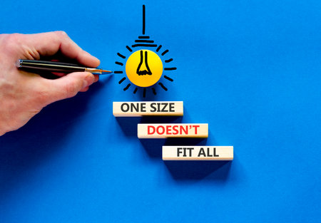 One size does not fit all symbol. Concept words One size does not fit all on beautiful wooden...