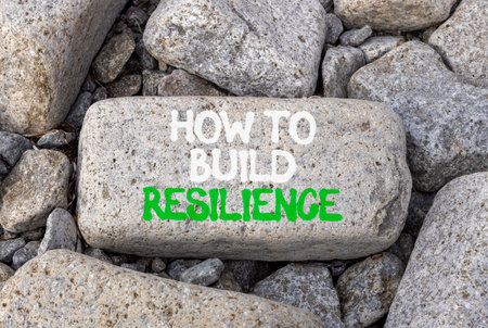 How to build resilience symbol. Concept words How to build resilience on beautiful gray stone. Beautiful gray stones background. Business how to build resilience concept. Copy space.の写真素材