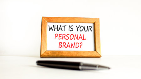 What is your personal brand symbol. Concept words What is your personal brand on beautiful wooden...