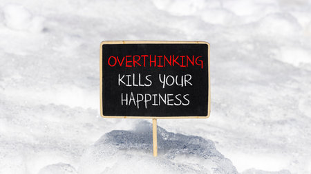 Overthinking kills your happiness symbol. Concept words Overthinking kills your happiness on...