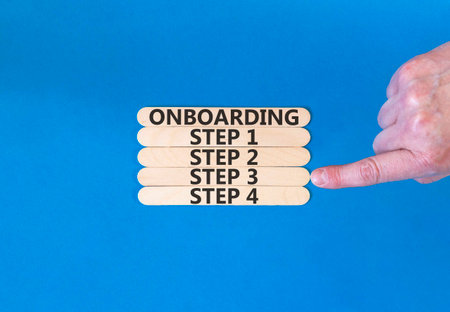 Time to step 3 onboarding symbol. Concept words Onboarding step 3 on beautiful wooden block....