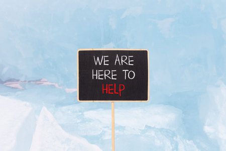 Support, help and we are here to help symbol. Concept words We are here to help on beautiful...