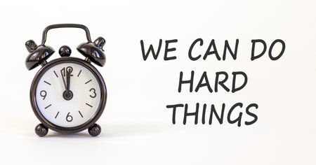 Support, help we can do hard things symbol. Concept words We can do hard things on beautiful white...