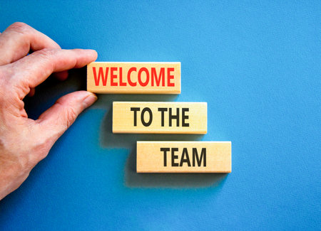 Support, help welcome to the team symbol. Concept words Welcome to the team on beautiful wooden...