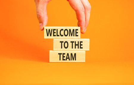 Support, help welcome to the team symbol. Concept words Welcome to the team on beautiful wooden...