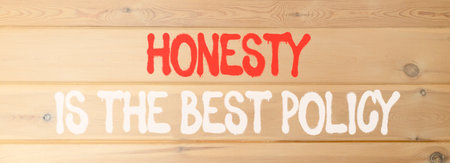 Honesty is the best political symbol. Concept words Honesty is the best policy on beautiful wooden wall. Beautiful wooden wall background. Business honesty is the best policy concept. Copy space.の写真素材