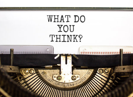 Support, help what do you think symbol. Concept words What do you think typed on beautiful old retro...