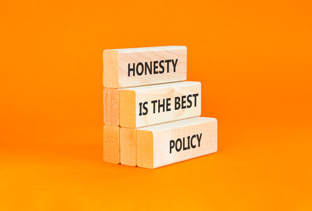 Honesty is the best policy. Concept words Honesty is the best policy on beautiful wooden blocks....