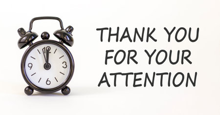 Thank you for your attention symbol. Concept words Thank you for your attention on beautiful white paper. Beautiful white paper background. Business thank you for your attention concept. Copy space.の写真素材