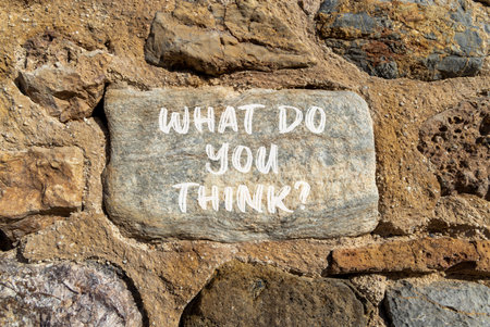 Support, help what do you think symbol. Concept words What do you think on beautiful gray stone....