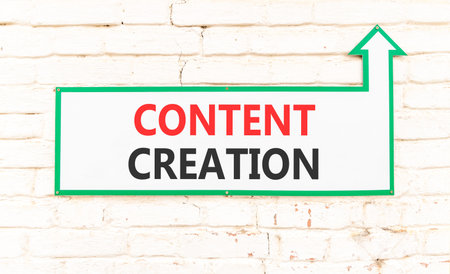 Time for content creation symbol. Concept words Content creation on beautiful big white sign plate....
