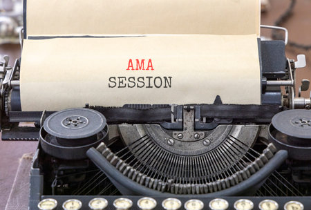 AMA ask me anything session symbol. Concept words AMA ask me anything session typed on beautiful...