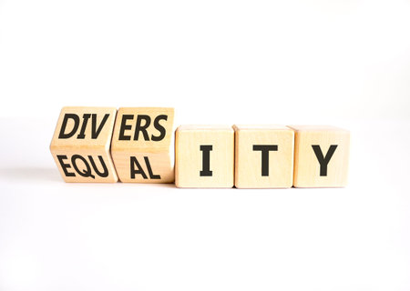 Diversity and equality symbol. Concept words Equality to Diversity on beautiful wooden cubes....