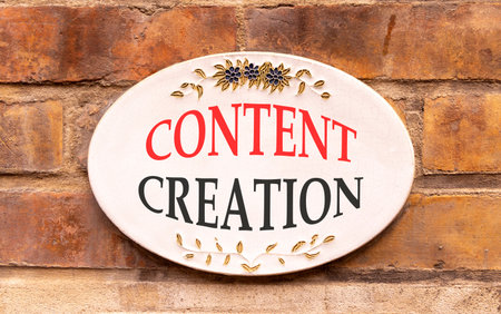 Time for content creation symbol. Concept words Content creation on beautiful big white sign plate....