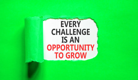 Challenge word symbol. Concept words Every challenge is an opportunity to grow on beautiful white...