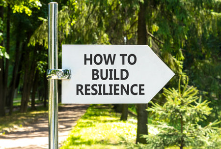 How to build resilience symbol. Concept words How to build resilience on beautiful white road sign....