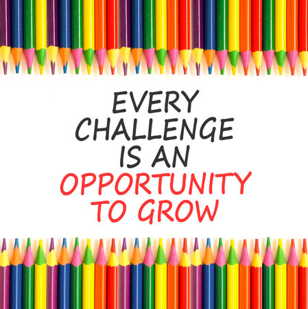 Challenge word symbol. Concept words Every challenge is an opportunity to grow on beautiful white...