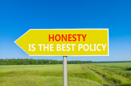 Honesty is the best policy symbol. Concept words Honesty is the best policy on beautiful yellow road...