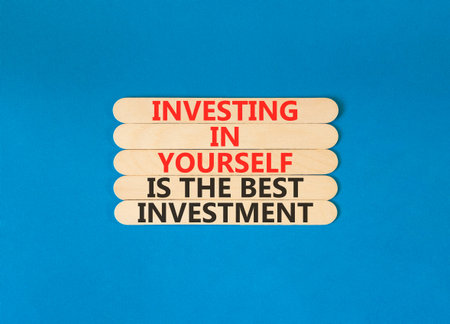 Investing in yourself symbol. Concept words Investing in yourself is the best investment on...