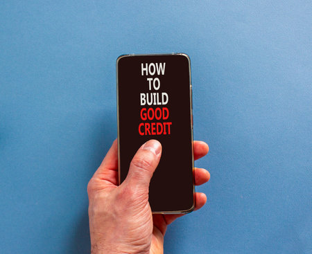 How to build good credit symbol. Concept words How to build good credit on beautiful phone screen....