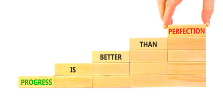 Progress or perfection words symbol. Concept words Progress is better than perfection on beautiful...
