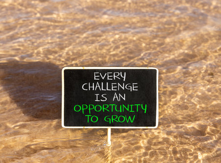 Challenge word symbol. Concept words Every challenge is an opportunity to grow on beautiful black...