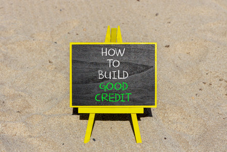 How to build good credit symbol. Concept words How to build good credit on beautiful black...