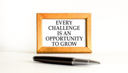 Challenge word symbol. Concept words Every challenge is an opportunity to grow on beautiful wooden...