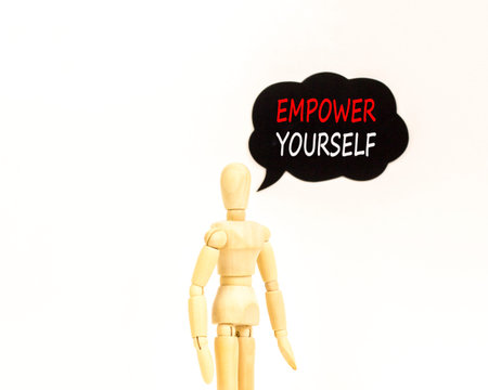 Empower yourself words symbol. Concept words Empower yourself on beautiful black speech bubble....