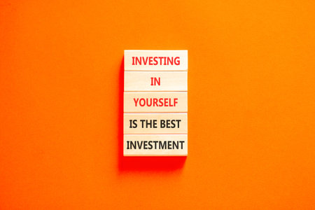 Investing in yourself symbol. Concept words Investing in yourself is the best investment on...