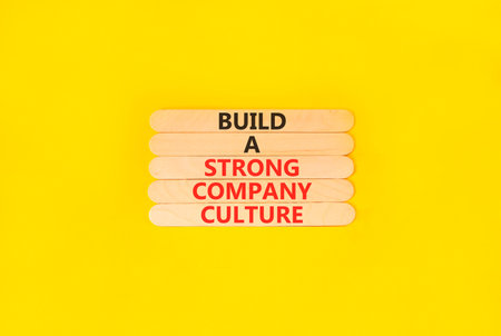 Strong company culture symbol. Concept words Build a strong company culture on beautiful wooden...